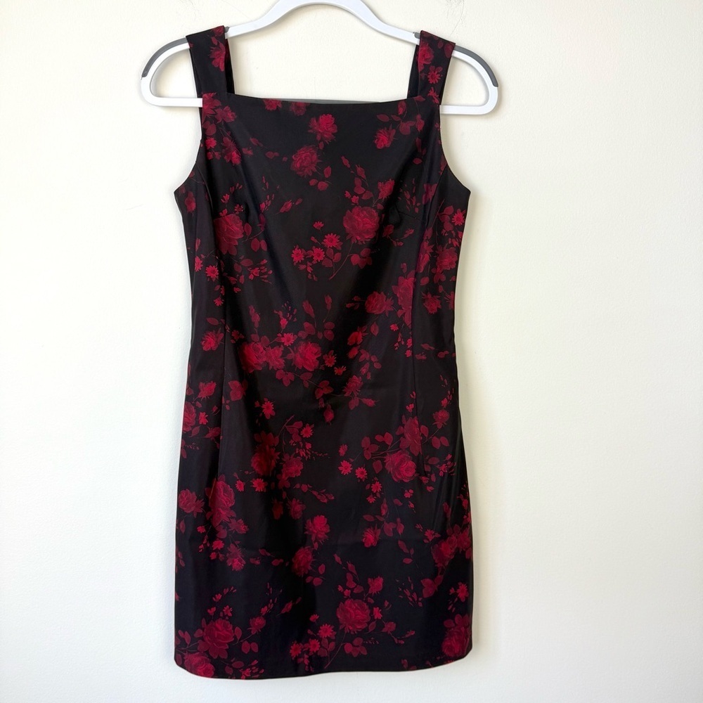 Vintage Rampage 90’s Black Red Floral Mini Dress